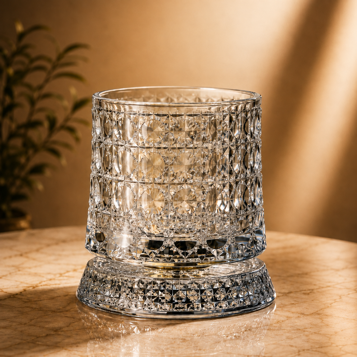 Cristelio – Pahar de Whisky Rotativ din Cristal, 360°