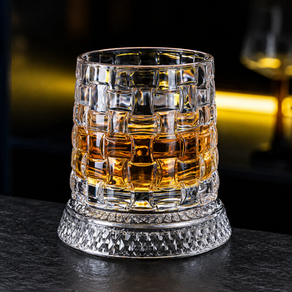 Cristelio – Pahar de Whisky Rotativ din Cristal, 360°